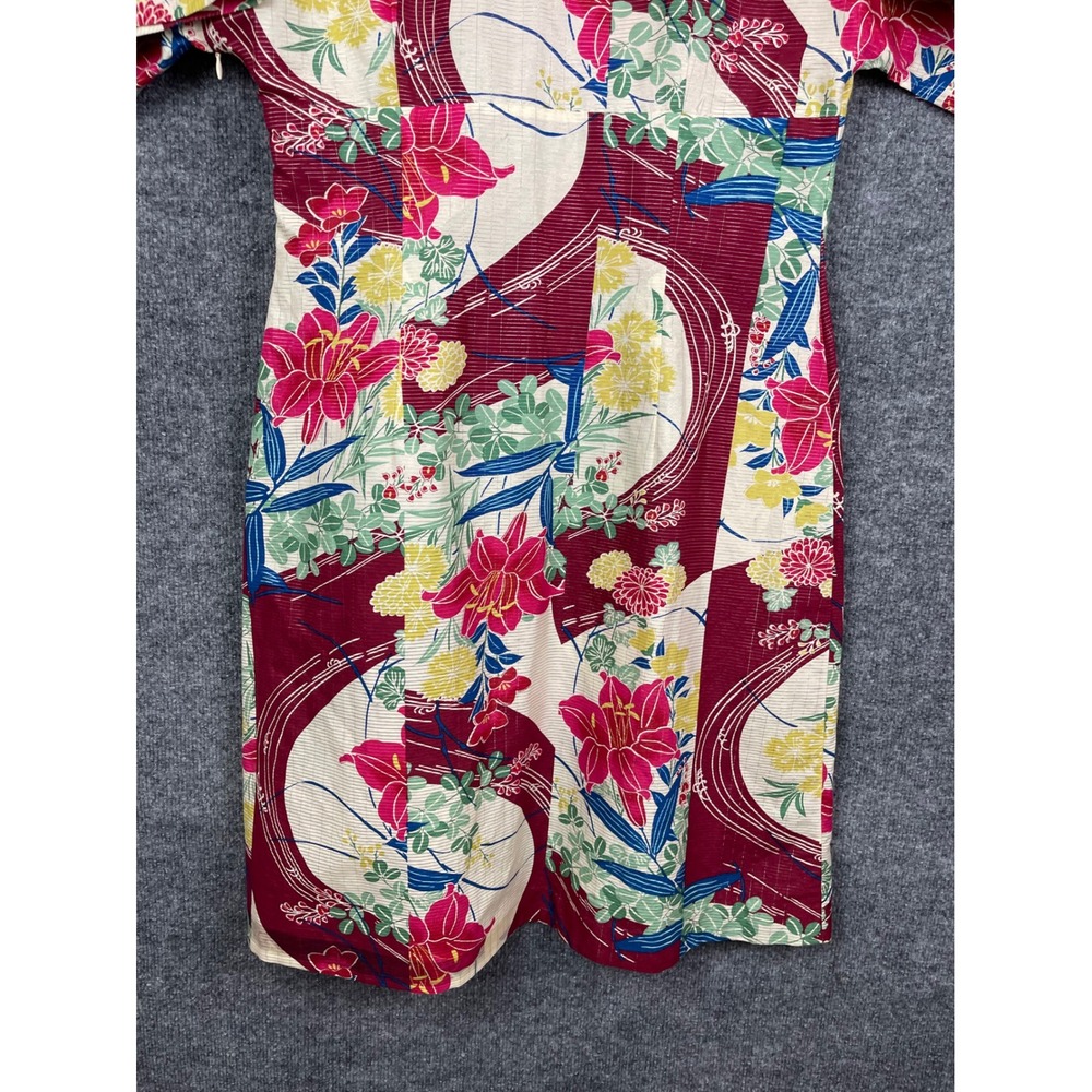 Maeve Dress‎ Women 12 Red Floral Silk Blend Great V-Neck Metallic Anthropologie - Picture 11 of 16